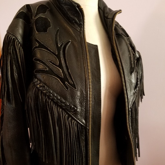 Leather Fringe HOT LEATHERS biker jacket M - Picture 6 of 7